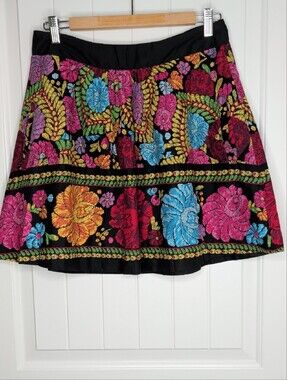 edmé & esylte Black And Colorful Floral Skirt Size Small Women's Anthro Brand